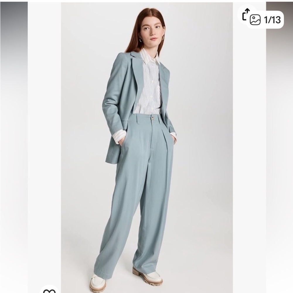 Madewell The Plus Neale Straight Leg Pant in Drapeweave Baby Blue Size 8